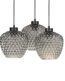 Beliani Riippuvalaisin 3 Polttimoa Lasi Harmaa Sherry Cheap