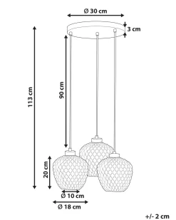 Beliani Riippuvalaisin 3 Polttimoa Lasi Harmaa Sherry Cheap