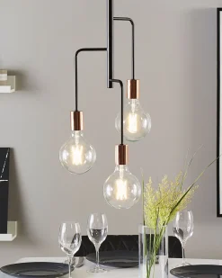 Beliani Riippuvalaisin 3 Polttimoa Metalli Musta Bogna Hot