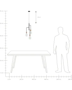 Beliani Riippuvalaisin 3 Polttimoa Metalli Musta Bogna Hot