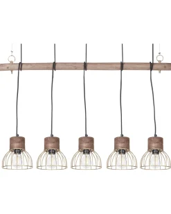 Beliani Riippuvalaisin 5 Polttimoa Vaalea Puu/Messinki Varada New