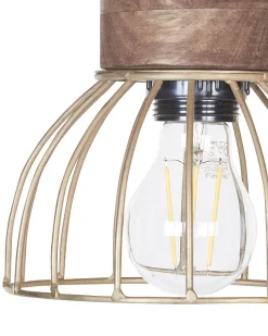 Beliani Riippuvalaisin 5 Polttimoa Vaalea Puu/Messinki Varada New