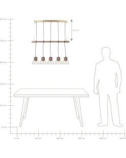 Beliani Riippuvalaisin 5 Polttimoa Vaalea Puu/Messinki Varada New