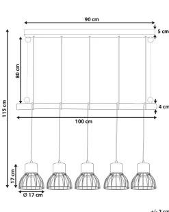 Beliani Riippuvalaisin 5 Polttimoa Vaalea Puu/Messinki Varada New