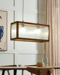 Beliani Riippuvalaisin 2 Polttimoa Mangopuu/Lasi Vaalea Puu Penna Discount