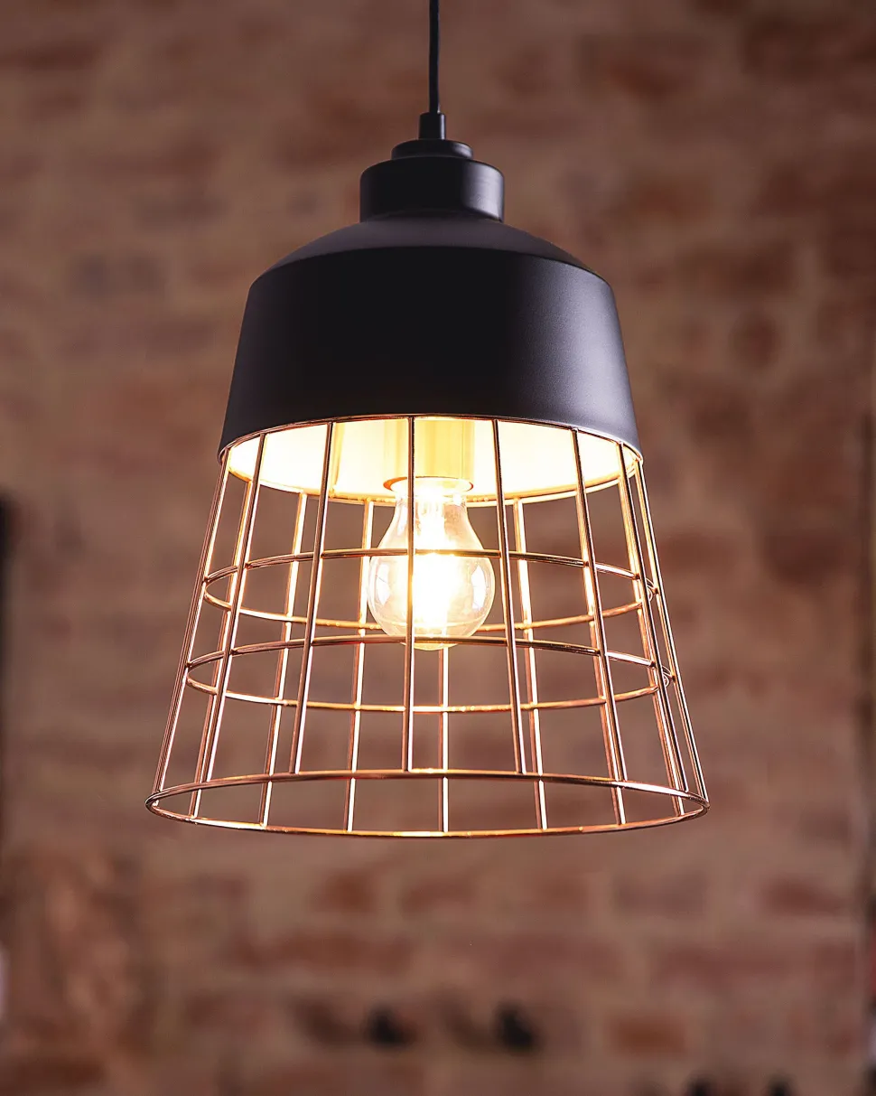 Beliani Riippuvalaisin Metalli Musta/Kupari Monte Best Sale