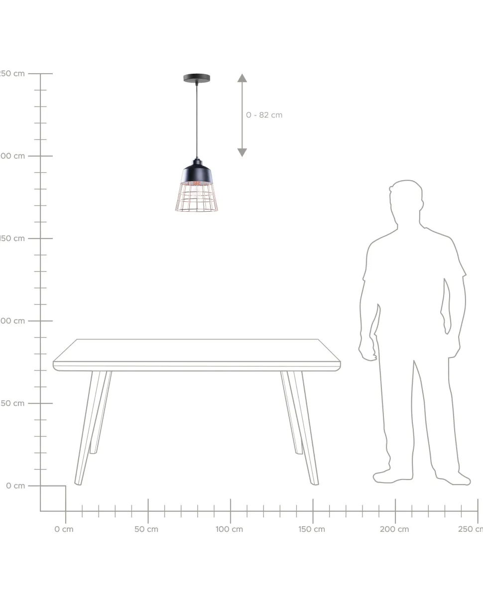 Beliani Riippuvalaisin Metalli Musta/Kupari Monte Best Sale