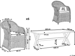 Beliani Rottinkinen 6-Istuttava Puutarhakalustesetti Susua/Olbia Flash Sale