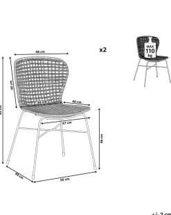 Beliani Rottinkituoli Musta 2 Kpl Elfros Best