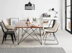 Beliani Ruokapoyta Akaasia Tumma Puu/Musta 200 X 100 Cm Mumbai Cheap