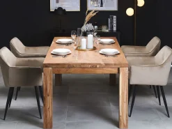 Beliani Ruokapoyta Akaasia Vaalea Puu 180 X 90 Cm Tesa Shop