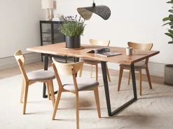 Beliani Ruokapoyta Akaasia Vaalea Puu/Musta 180 X 90 Cm Jaipur Hot