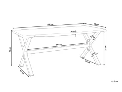 Beliani Ruokapoyta Akaasia Vaalea Puu/Musta 200 X 95 Cm Valbo New