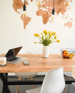 Beliani Ruokapoyta Akaasia Vaalea Puu/Musta 200 X 95 Cm Valbo New