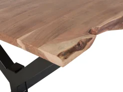 Beliani Ruokapoyta Akaasia Vaalea Puu/Musta 200 X 95 Cm Valbo New