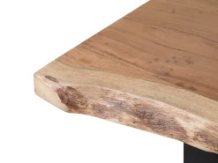 Beliani Ruokapoyta Akaasia Vaalea Puu/Musta 200 X 95 Cm Valbo New