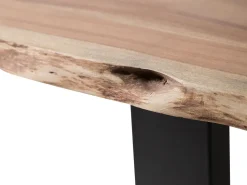 Beliani Ruokapoyta Akaasia Vaalea Puu/Musta 200 X 95 Cm Valbo New