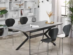 Beliani Ruokapoyta Jatkettava Harmaa/Musta 140/180 X 80 Cm Benson Store