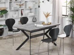 Beliani Ruokapoyta Jatkettava Harmaa/Musta 140/180 X 80 Cm Benson Store