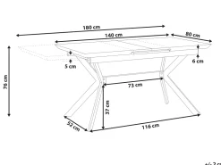 Beliani Ruokapoyta Jatkettava Harmaa/Musta 140/180 X 80 Cm Benson Store