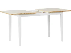 Beliani Ruokapoyta Jatkettava Kumipuu Vaalea Puu/Valkoinen 120/150 X 75 Cm Houston Discount