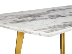 Beliani Ruokapoyta Jatkettava Marmorikuvio Valkoinen/Kulta 160/200 X 90 Cm Mosby Cheap