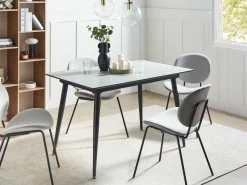 Beliani Ruokapoyta Jatkettava Marmorikuvio Valkoinen/Musta 120/150 X 80 Cm Eftalia Best Sale