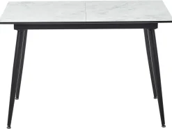 Beliani Ruokapoyta Jatkettava Marmorikuvio Valkoinen/Musta 120/150 X 80 Cm Eftalia Best Sale