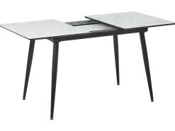 Beliani Ruokapoyta Jatkettava Marmorikuvio Valkoinen/Musta 120/150 X 80 Cm Eftalia Best Sale