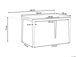 Beliani Ruokapoyta Jatkettava Musta 120/160 X 80 Cm Norley Fashion