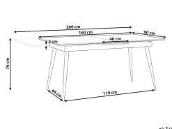 Beliani Ruokapoyta Jatkettava Musta 160/200 X 90 Cm Maldon Best