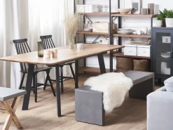 Beliani Ruokapoyta Jatkettava Tumma Puu/Musta 160/200 X 90 Cm Salvador Cheap