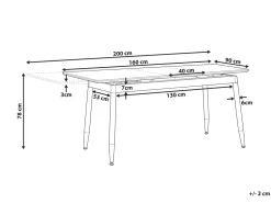 Beliani Ruokapoyta Jatkettava Tumma Puu/Musta 160/200 X 90 Cm California Best