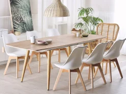 Beliani Ruokapoyta Jatkettava Vaalea Puu 180/210 X 90 Cm Haga Discount