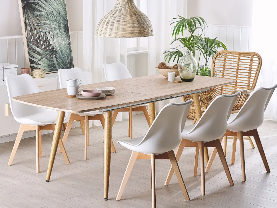 Beliani Ruokapoyta Jatkettava Vaalea Puu 180/210 X 90 Cm Haga Discount