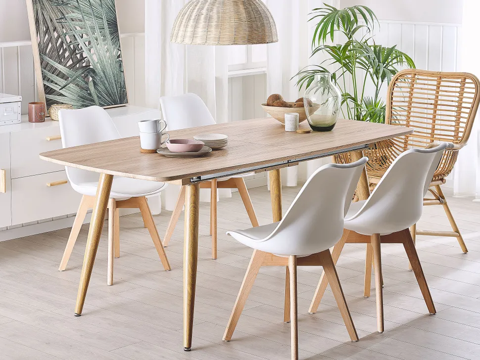 Beliani Ruokapoyta Jatkettava Vaalea Puu 180/210 X 90 Cm Haga Discount