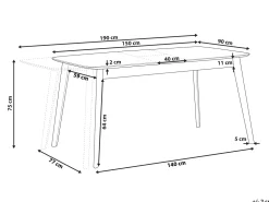 Beliani Ruokapoyta Jatkettava Vaalea Puu 150/190 X 90 Cm Madox Store