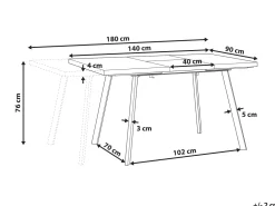 Beliani Ruokapoyta Jatkettava Vaalea Puu/Musta 140/180 X 90 Cm Harlow Best Sale