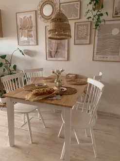 Beliani Ruokapoyta Kumipuu Vaalea Puu/Valkoinen 114 X 68 Cm Georgia Flash Sale