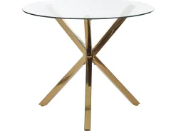 Beliani Ruokapoyta Lasitasolla Rauta Kulta 90 Cm Savoni Flash Sale