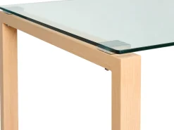 Beliani Ruokapoyta Lasitasolla Teras Vaalea Puu 130 X 80 Cm Tavira New