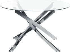 Beliani Ruokapoyta Lasitasolla Teras Hopea 120 Cm Maramo Cheap