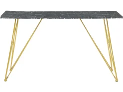 Beliani Ruokapoyta Marmorikuvio Musta/Kulta 140 X 80 Cm Kenton Store