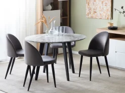 Beliani Ruokapoyta Marmorikuvio Valkoinen/Musta 110 Cm Mosby Sale