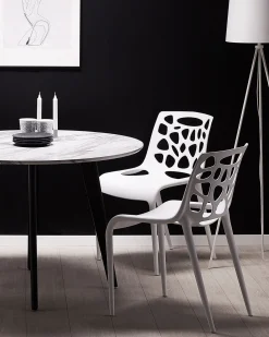 Beliani Ruokapoyta Marmorikuvio Valkoinen/Musta 110 Cm Mosby Sale