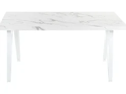 Beliani Ruokapoyta Marmorikuvio Valkoinen 160 X 90 Cm Grieger Clearance