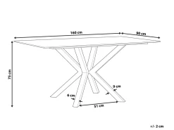 Beliani Ruokapoyta Marmorikuvio Valkoinen/Hopea 160 X 90 Cm Sabrosa Discount