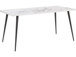 Beliani Ruokapoyta Marmorikuvio Valkoinen/Musta 160 X 80 Cm Santiago Fashion