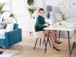 Beliani Ruokapoyta Marmorikuvio Valkoinen/Musta 160 X 80 Cm Santiago Fashion