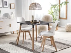 Beliani Ruokapoyta Musta/Vaalea Puu 80 X 80 Cm Busto Store